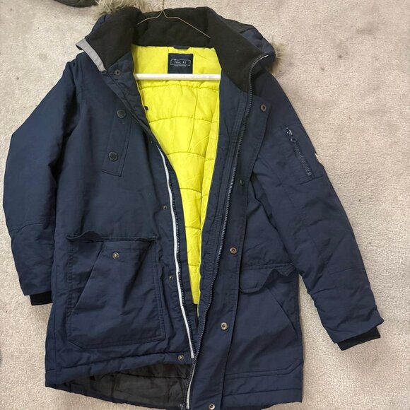 NEXT Kids Winter Parka Coat – Navy Hooded Jacket with Faux Fur Trim - Picture 5 of 5